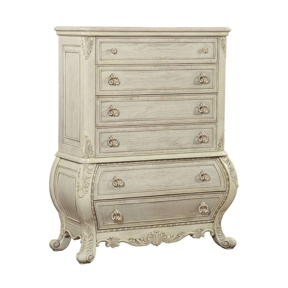 23" Off White Solid Wood Nine Drawer Double Dresser