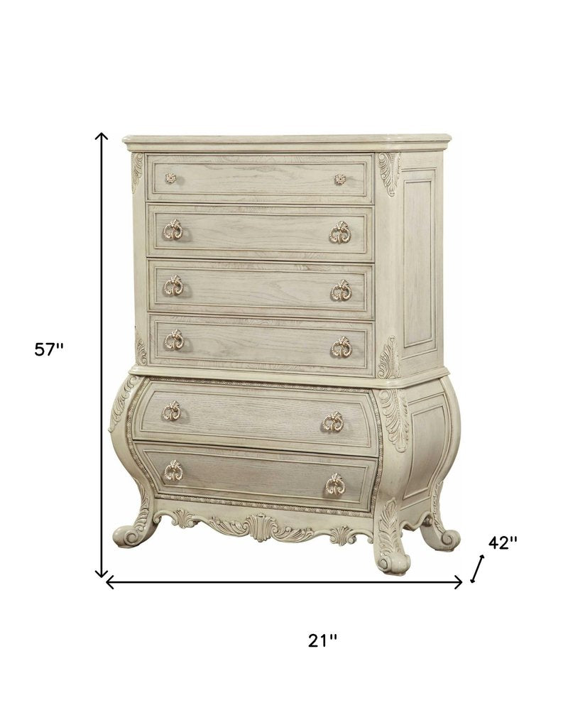 23" Off White Solid Wood Nine Drawer Double Dresser