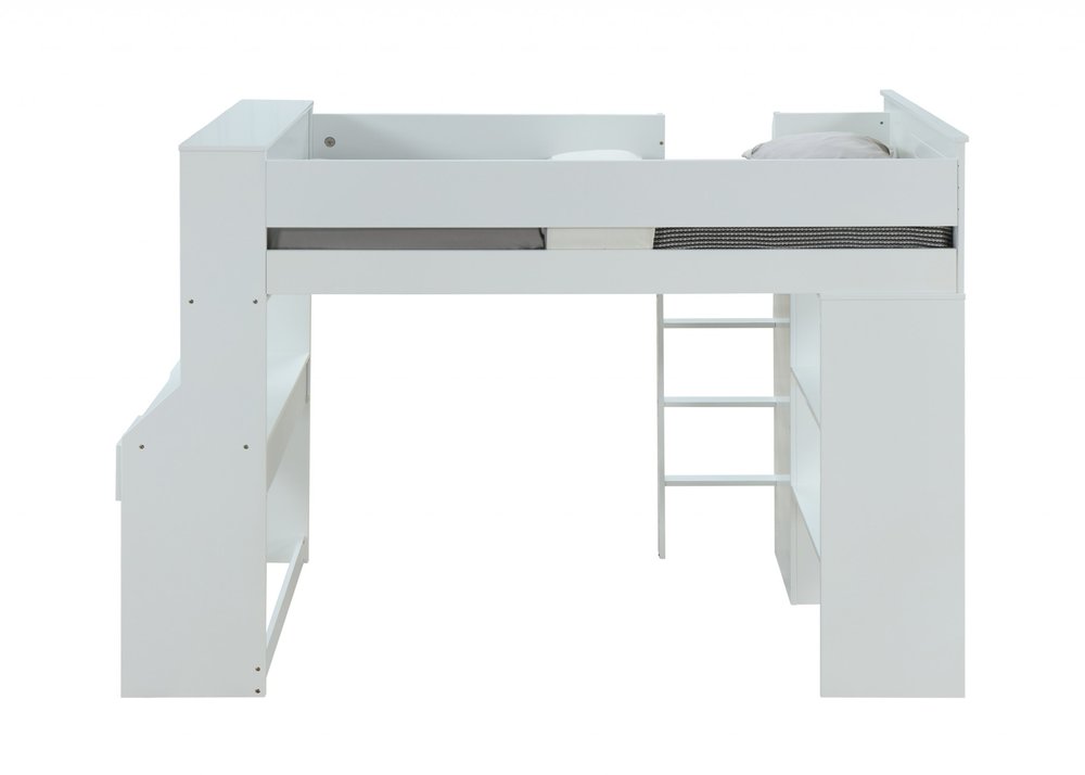 Cama alta de 114 x 233 x 167 cm con chapa de madera blanca (laminada)