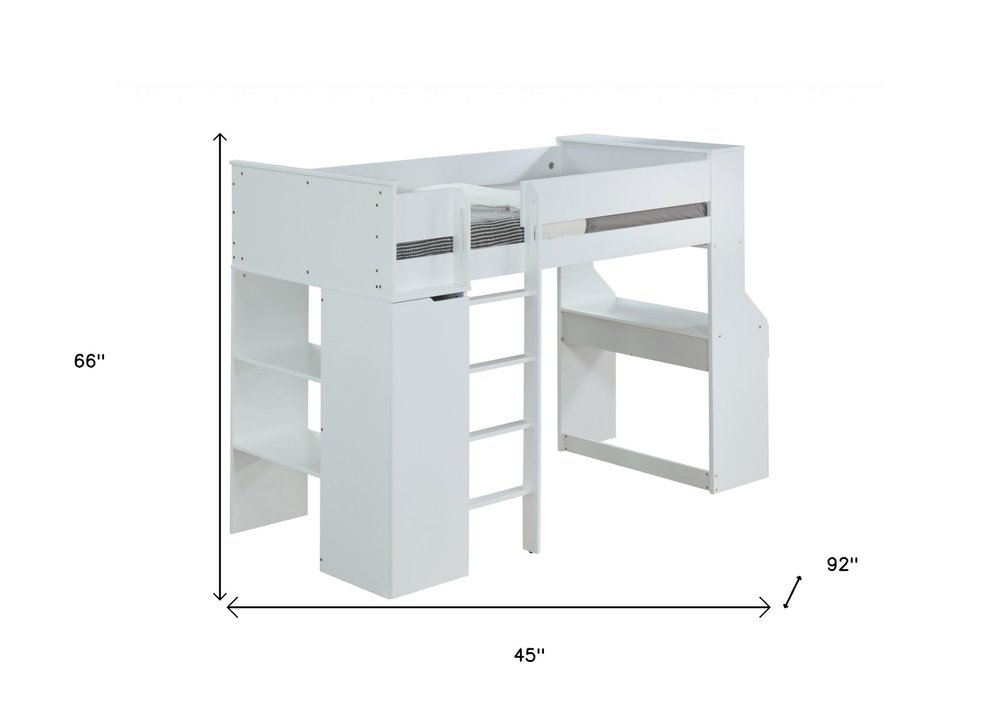 Cama alta de 114 x 233 x 167 cm con chapa de madera blanca (laminada)