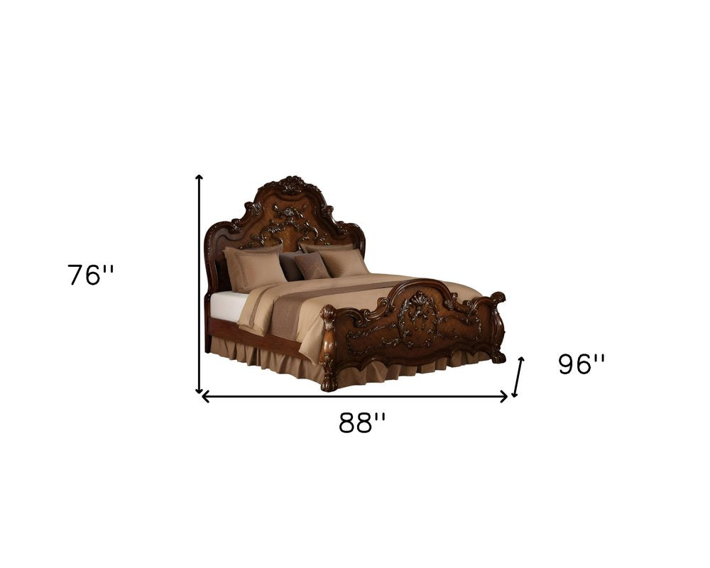 Estructura de cama de madera maciza marrón
