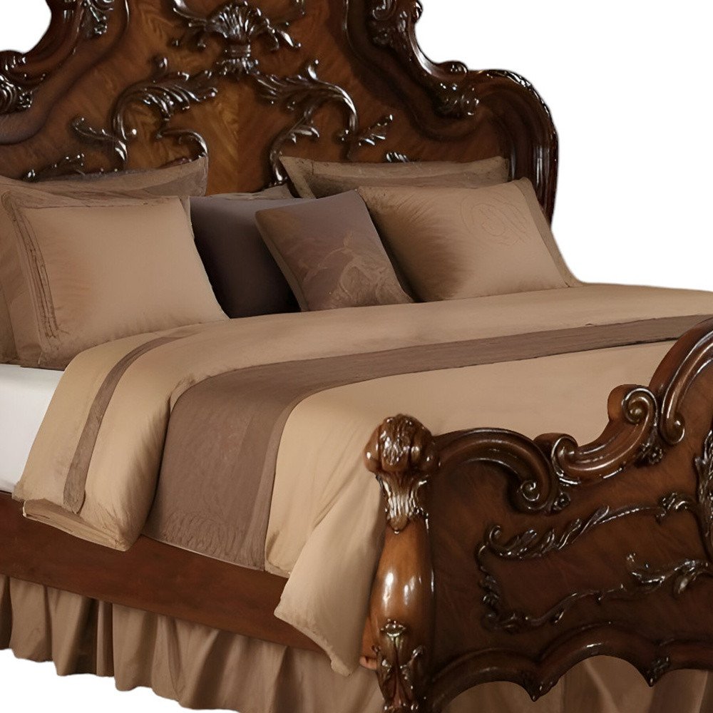 Estructura de cama de madera maciza marrón