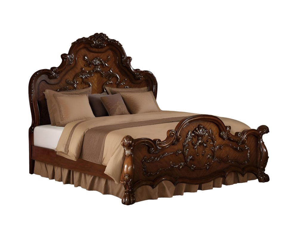 Estructura de cama de madera maciza marrón