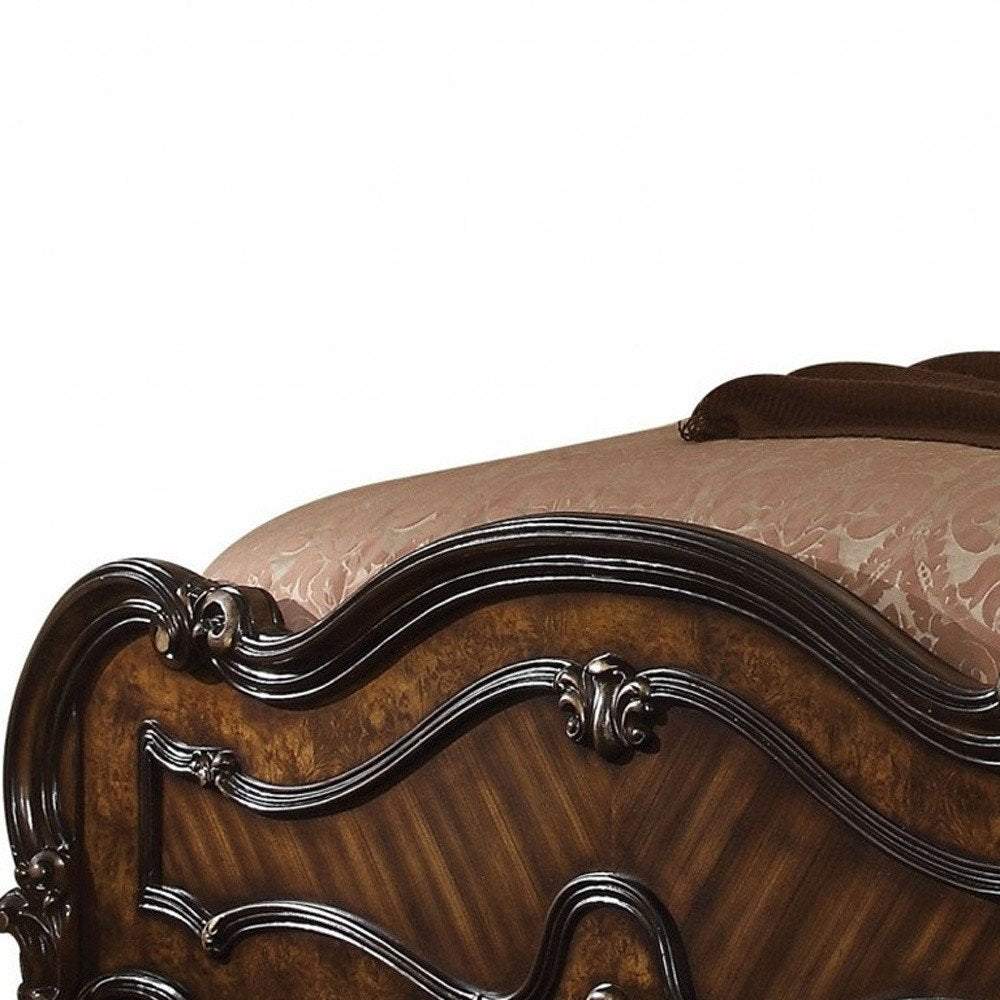 Estructura de cama de madera maciza marrón oscuro