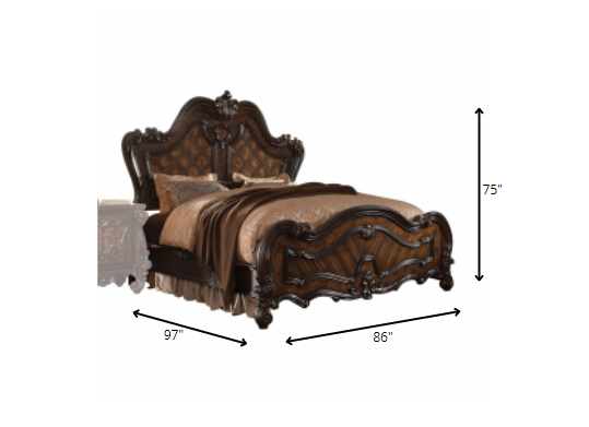Estructura de cama de madera maciza marrón oscuro