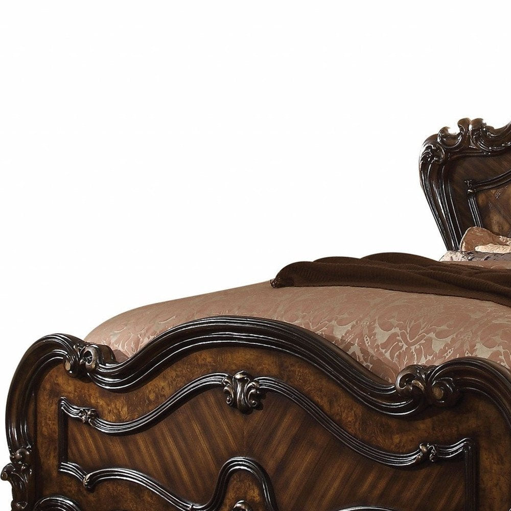 Estructura de cama de madera maciza marrón oscuro