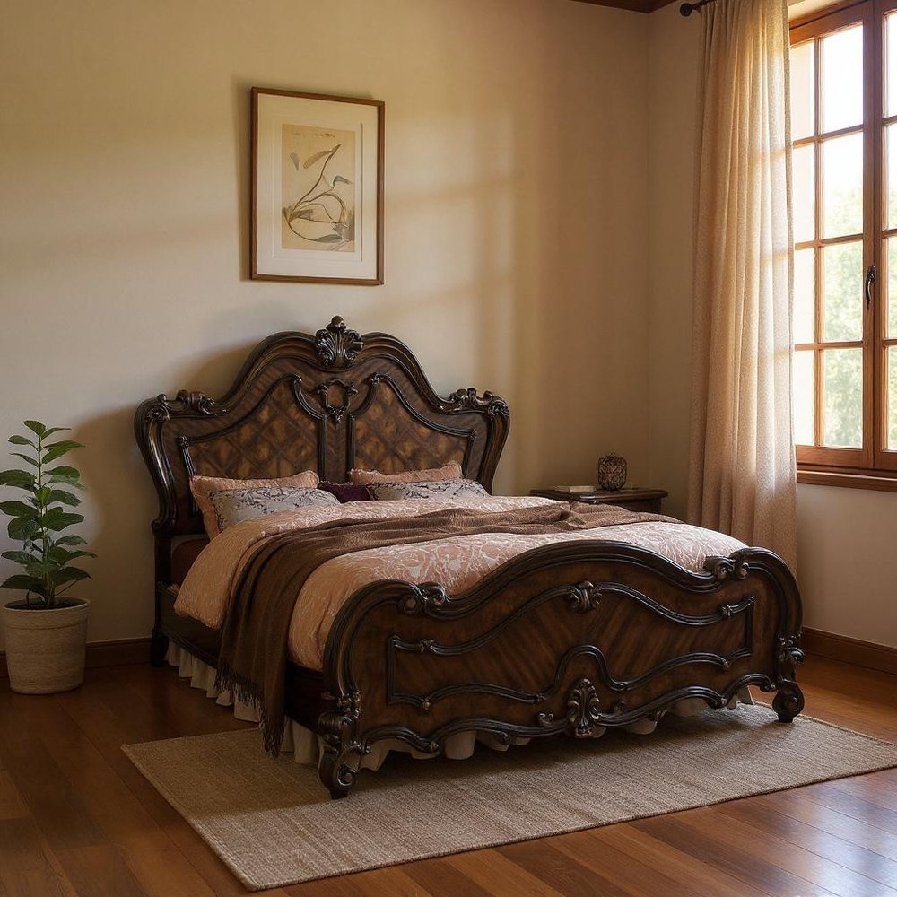 Estructura de cama de madera maciza marrón oscuro