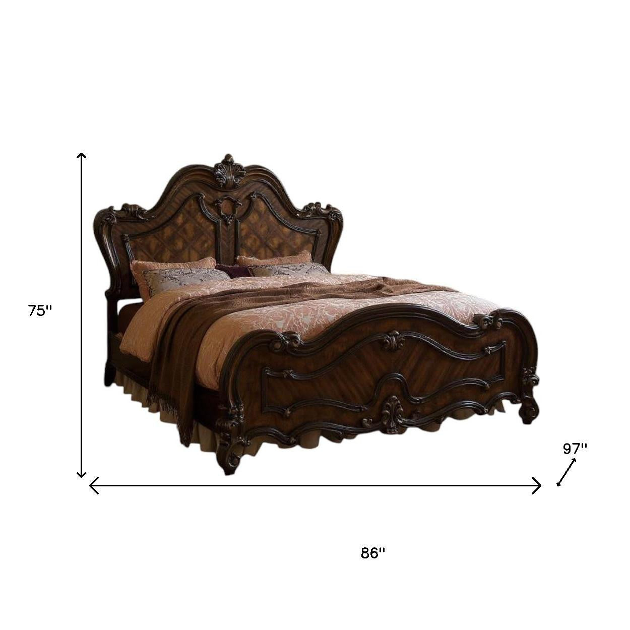 Estructura de cama de madera maciza marrón oscuro