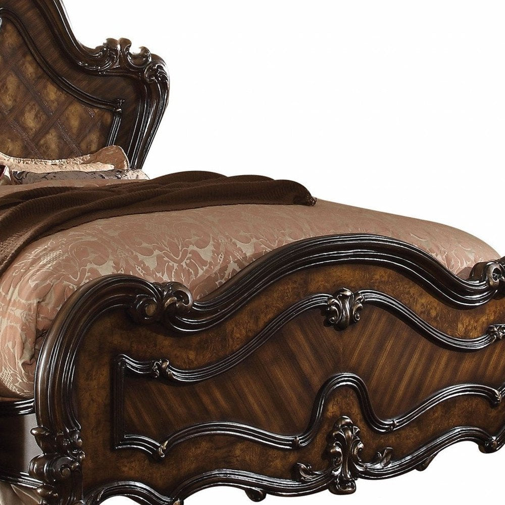 Estructura de cama de madera maciza marrón oscuro