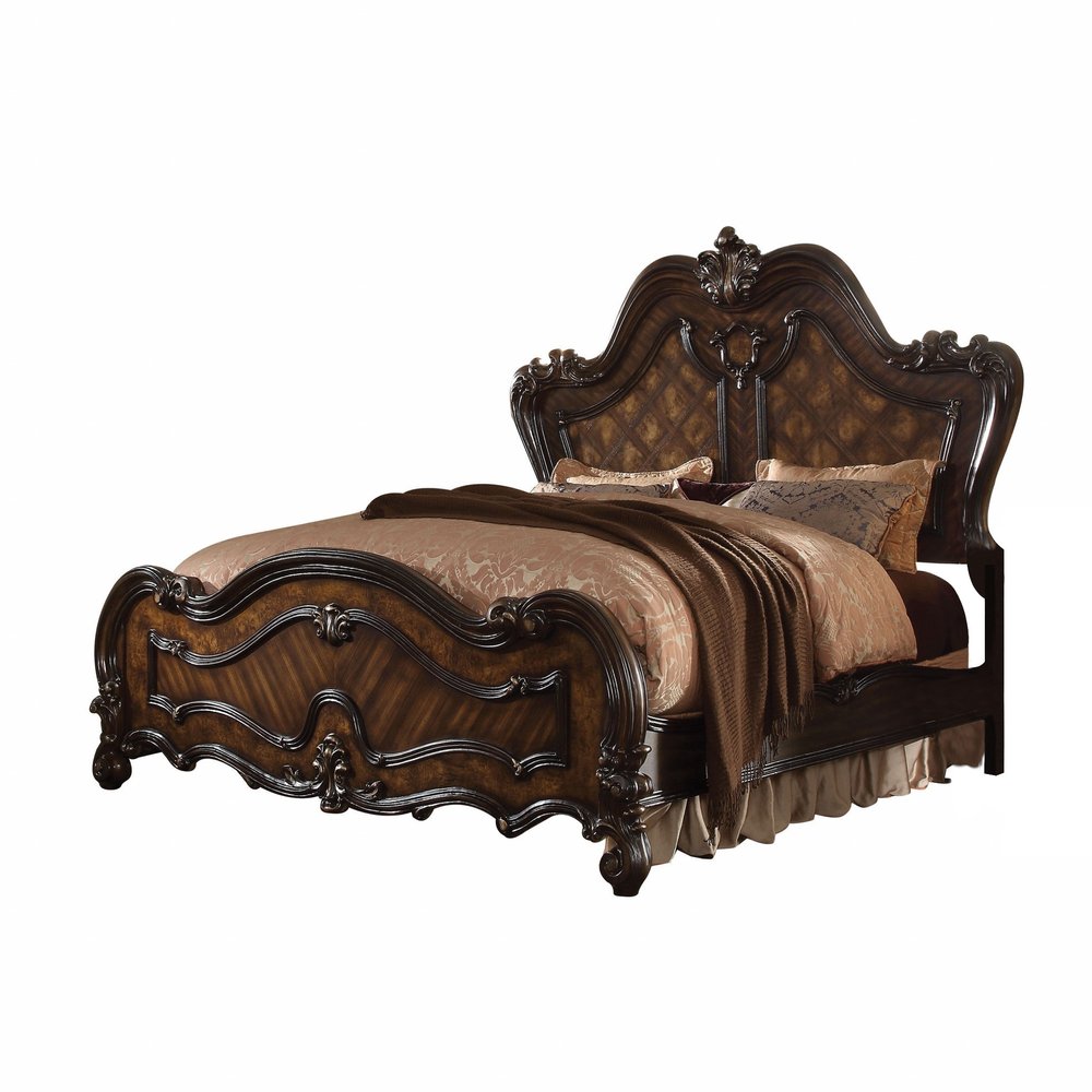 Estructura de cama de madera maciza marrón oscuro