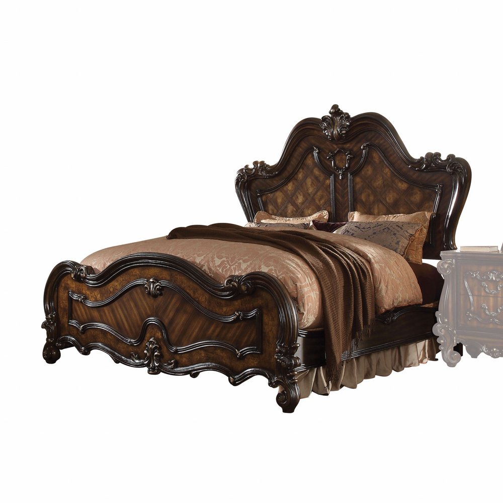 Estructura de cama de madera maciza marrón oscuro