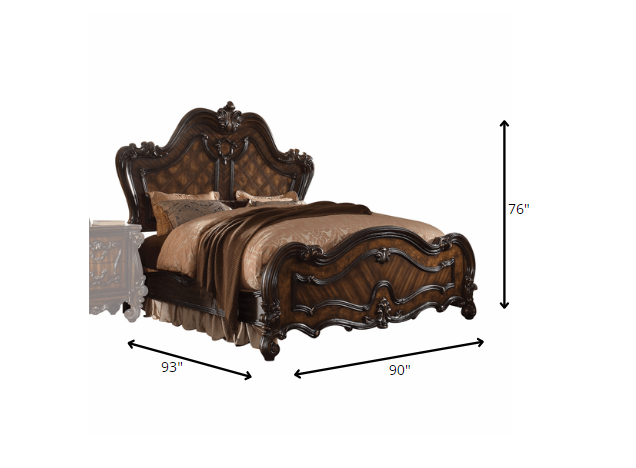 Estructura de cama de madera maciza marrón oscuro