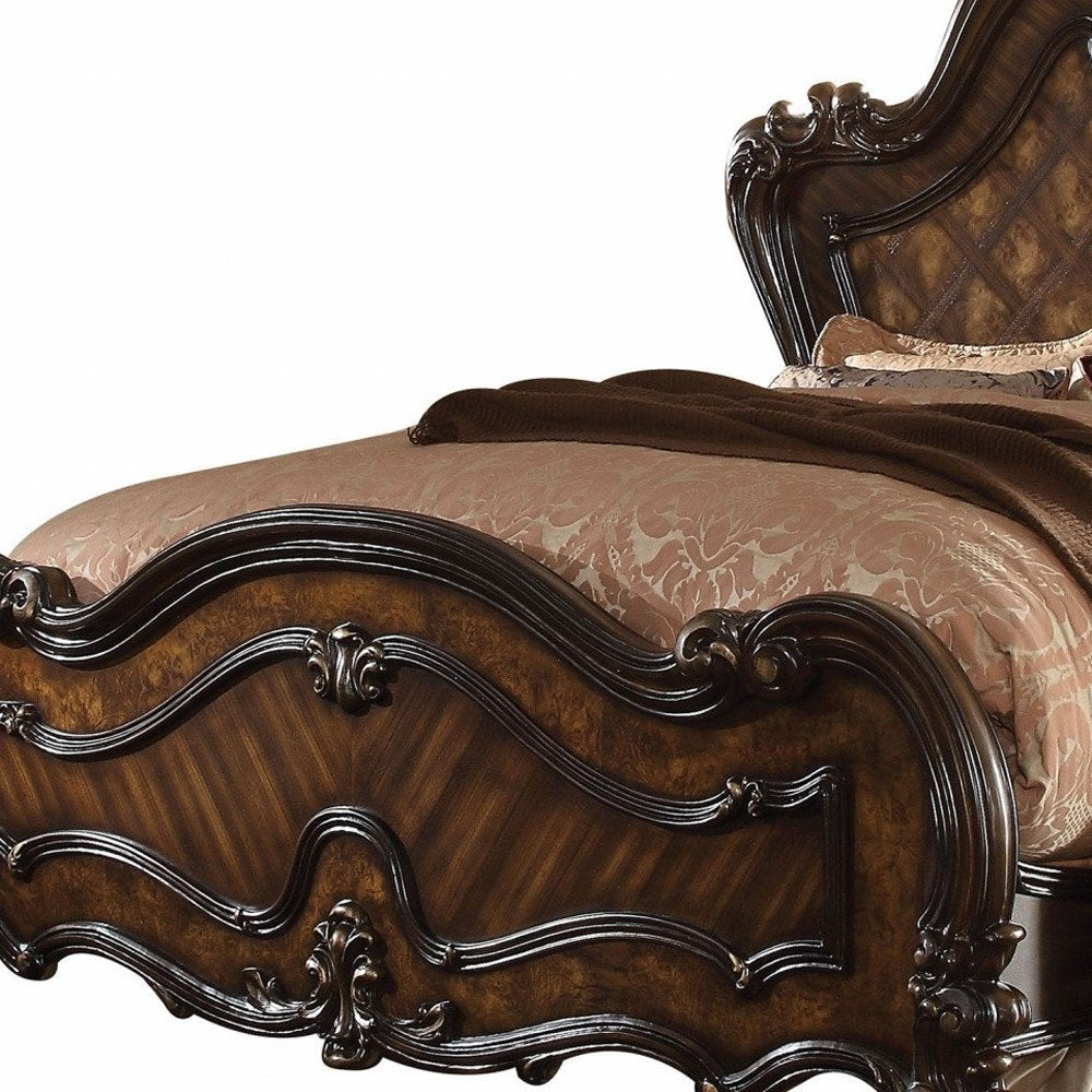 Estructura de cama de madera maciza marrón oscuro