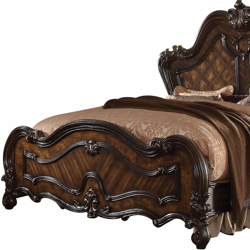 Estructura de cama de madera maciza marrón oscuro