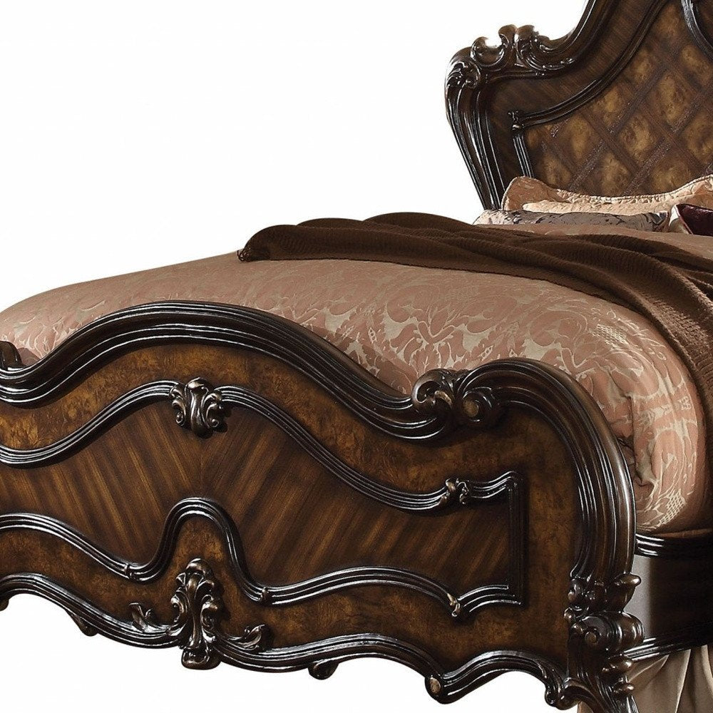 Estructura de cama de madera maciza marrón oscuro