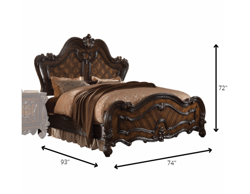 Estructura de cama de madera maciza marrón oscuro