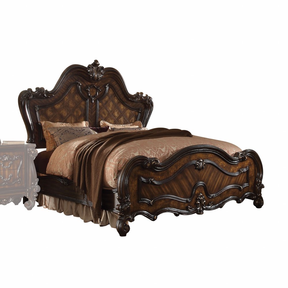 Estructura de cama de madera maciza marrón oscuro