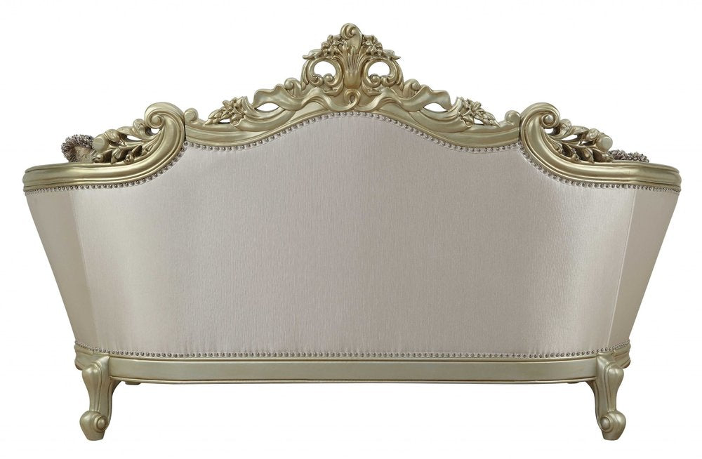 Loveseat floral dorado de 78" y cojines decorativos
