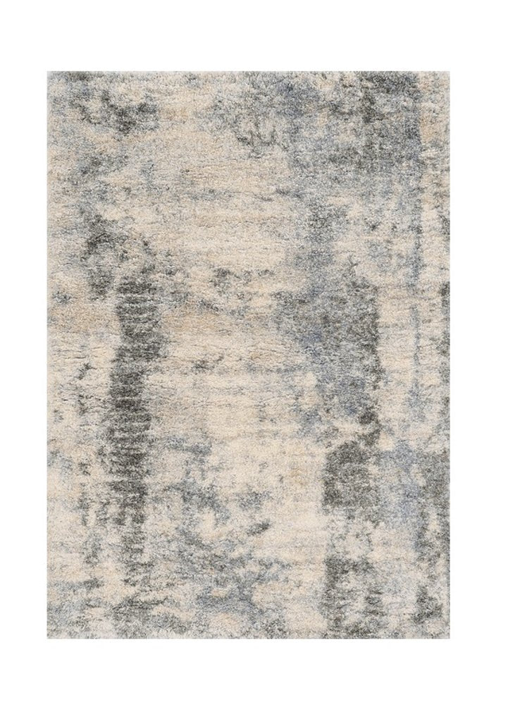 9' X 13' Ivory And Blue Abstract Area Rug