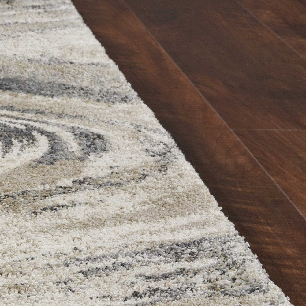 9' X 13' Gray And Tan Abstract Area Rug