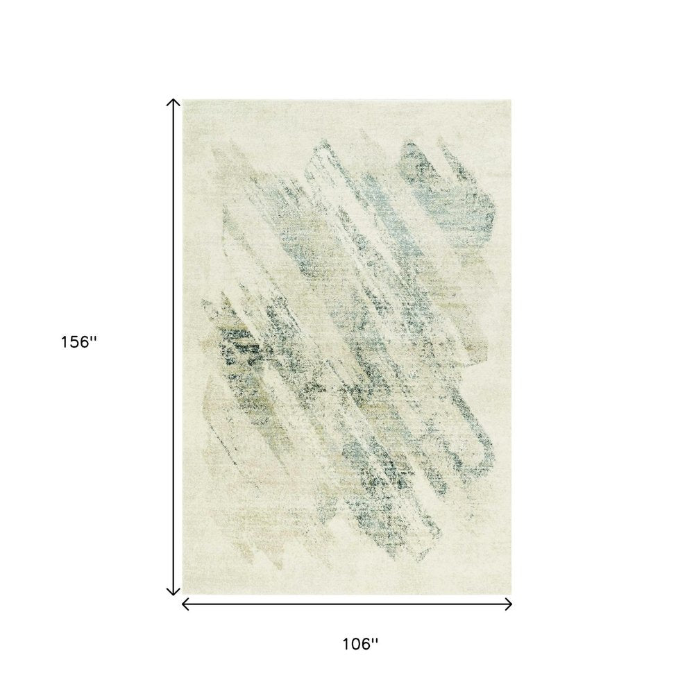 9' X 13' Ivory And Gray Abstract Area Rug