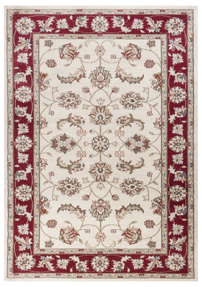 9' X 12' Red And Ivory Floral Medallion Area Rug