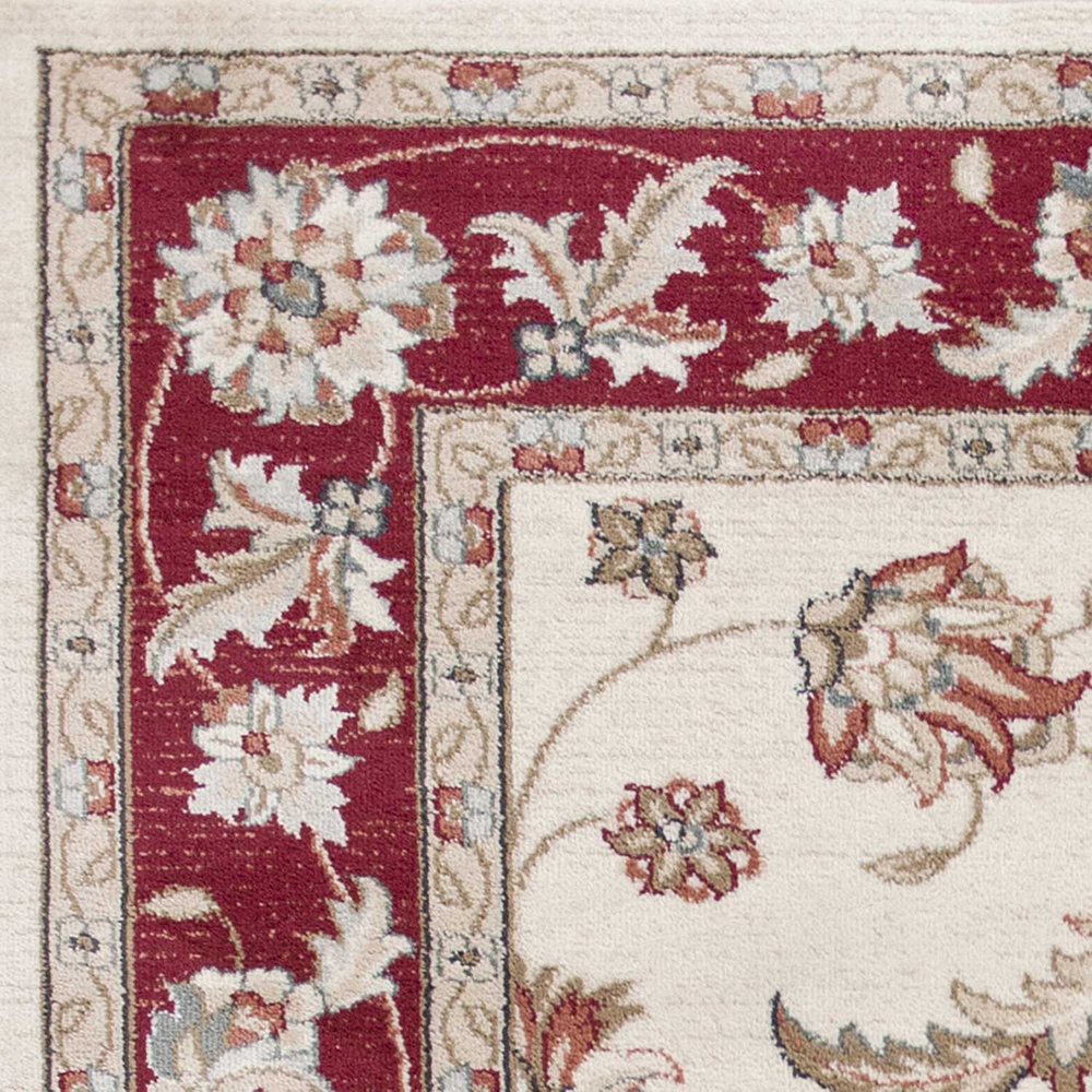 9' X 12' Red And Ivory Floral Medallion Area Rug