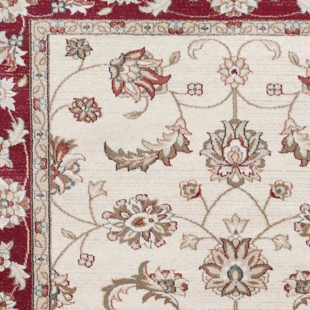 9' X 12' Red And Ivory Floral Medallion Area Rug