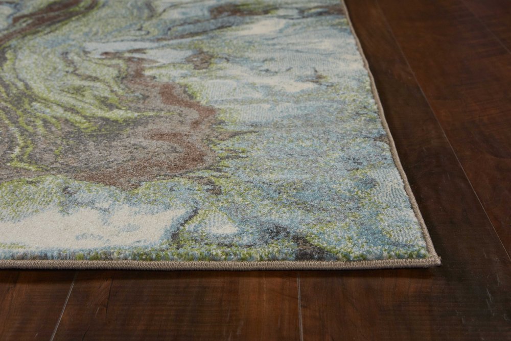 9' X 13' Green And Brown Abstract Area Rug