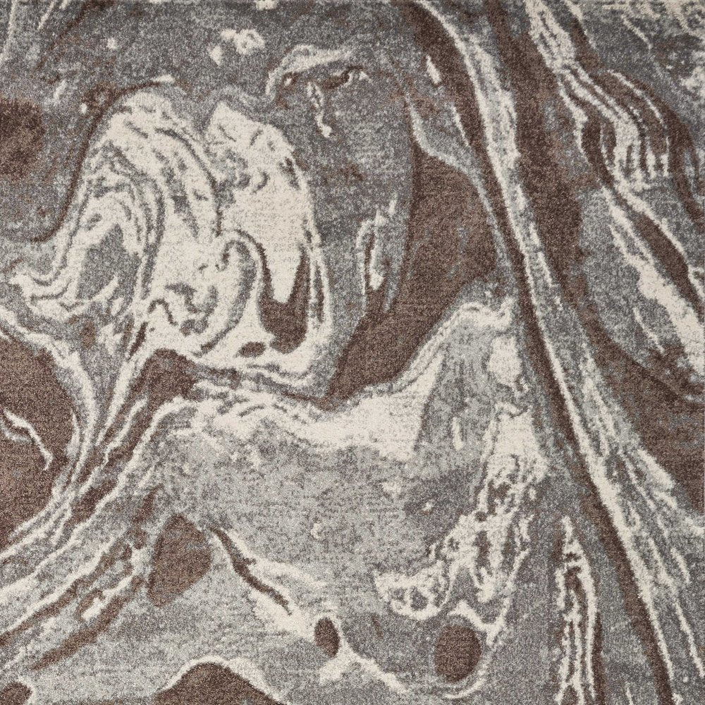 9' X 13' Brown And Ivory Abstract Area Rug