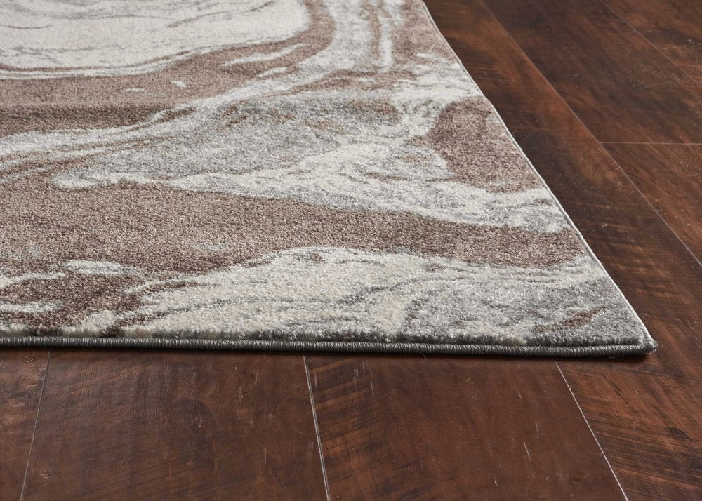 9' X 13' Brown And Ivory Abstract Area Rug