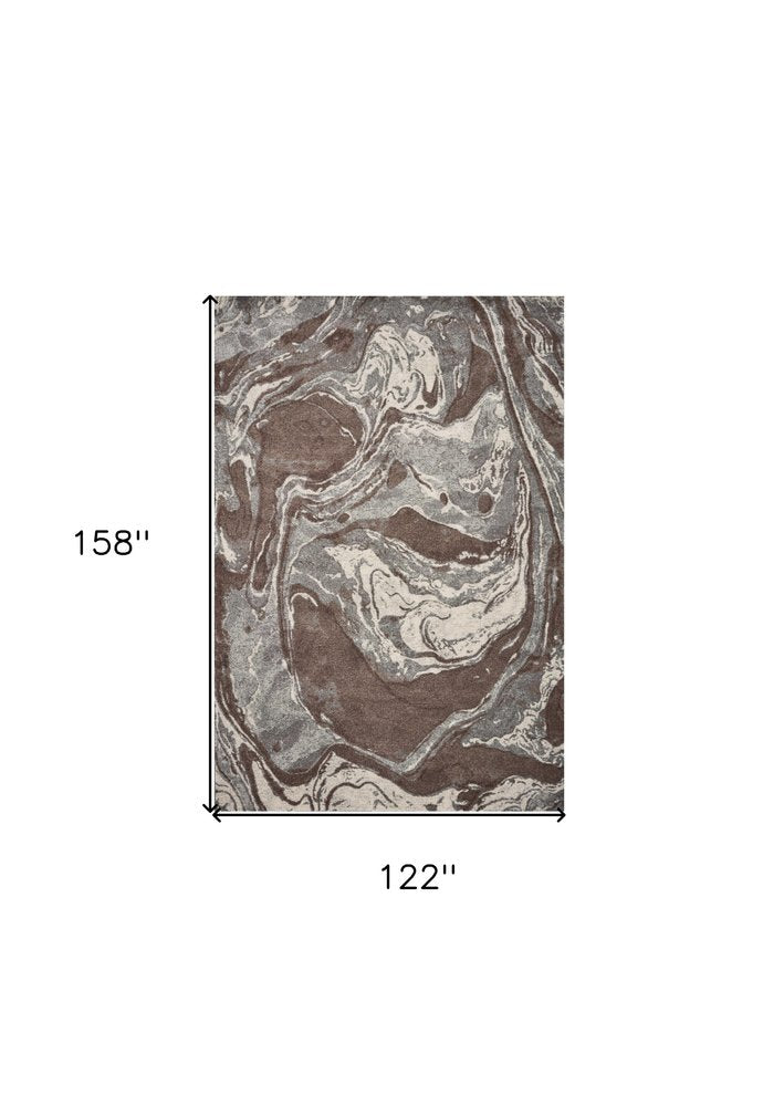 9' X 13' Brown And Ivory Abstract Area Rug