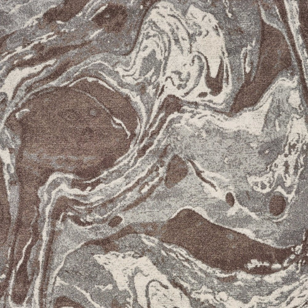 9' X 13' Brown And Ivory Abstract Area Rug