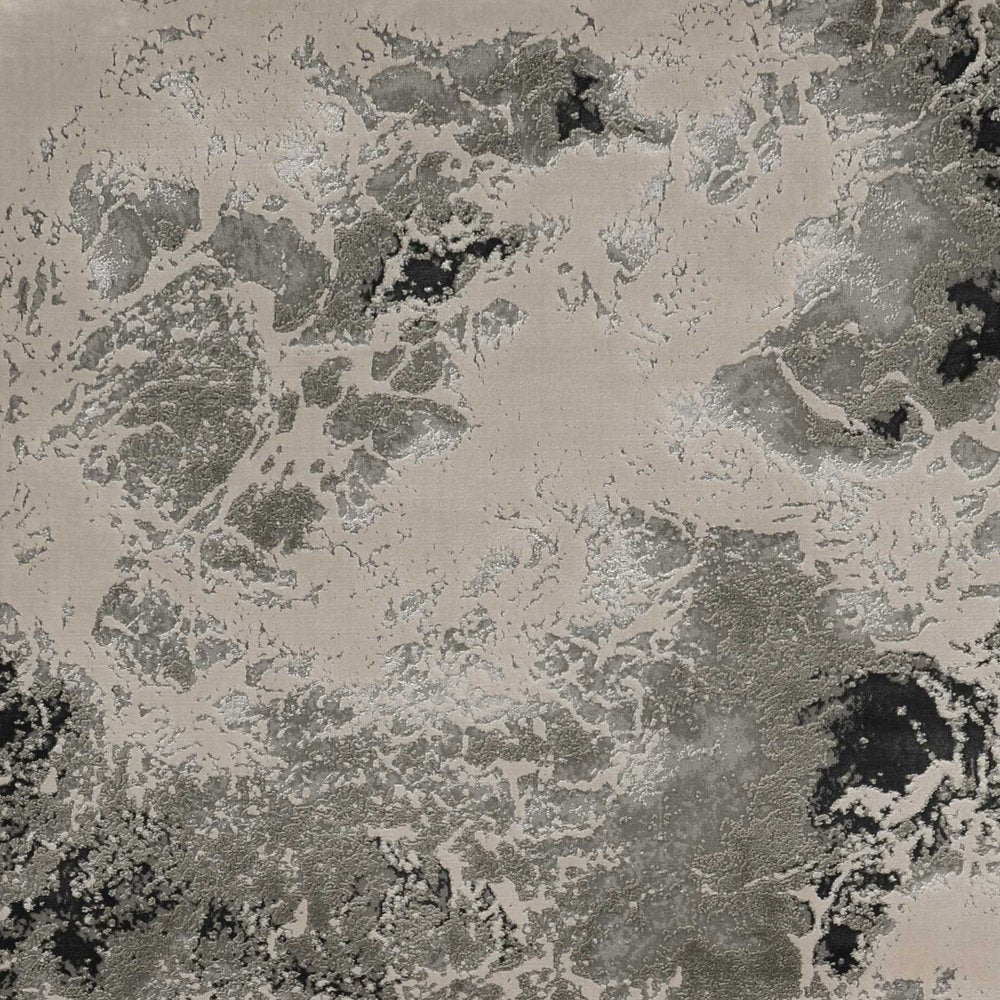 9' X 13' Silver And Black Abstract Area Rug