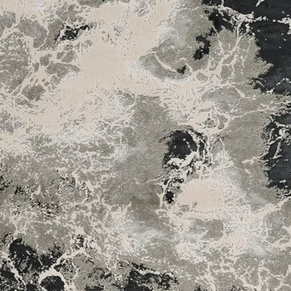 9' X 13' Silver And Black Abstract Area Rug