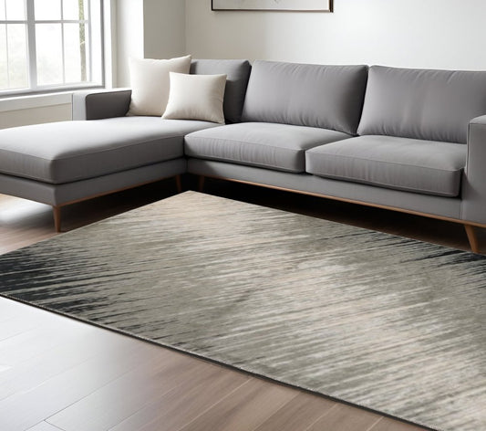 9' X 13' Silver And Gray Abstract Area Rug