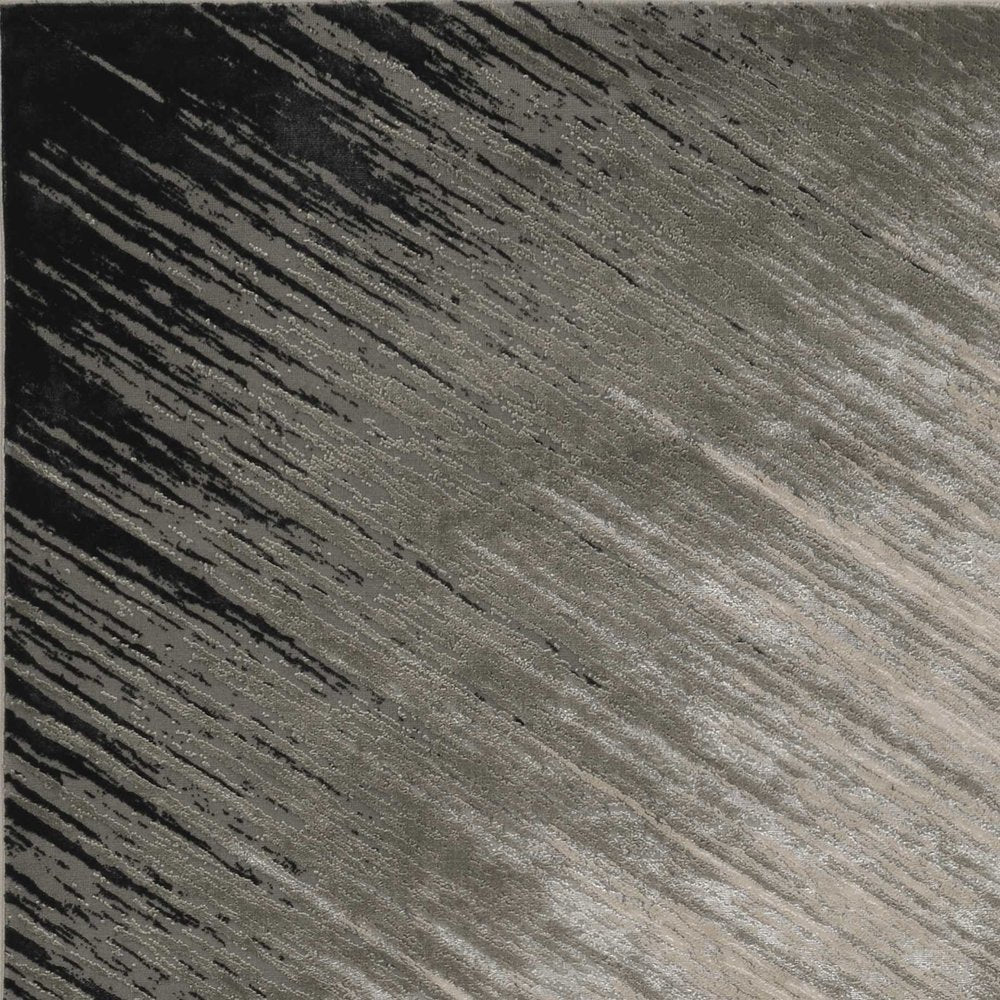 9' X 13' Silver And Gray Abstract Area Rug