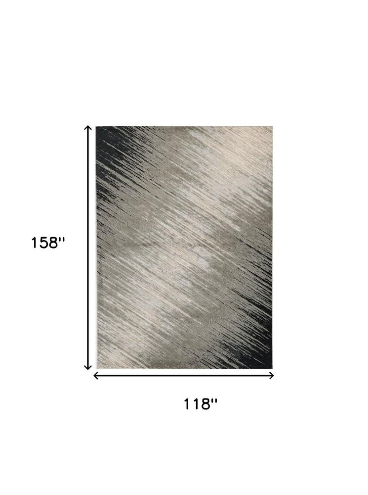 9' X 13' Silver And Gray Abstract Area Rug