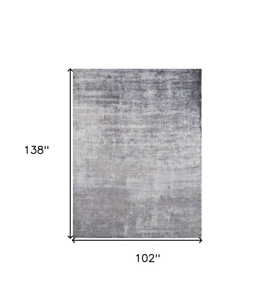 9' X 12' Slate Gray And Dark Gray Abstract Hand Loomed Area Rug