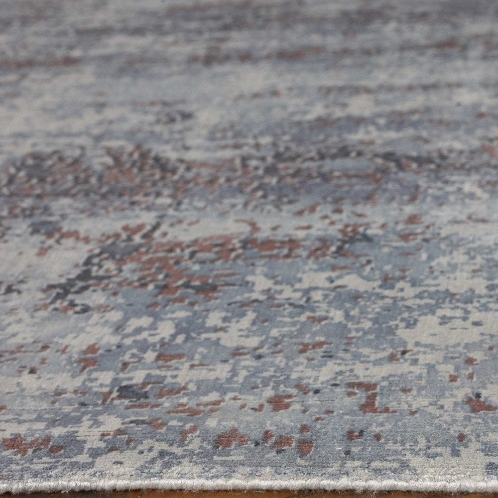 9' X 12' Slate Gray And Dark Gray Abstract Hand Loomed Area Rug