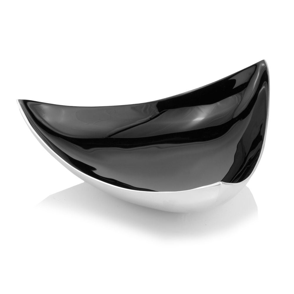 14" Silver And Red Triangular Bowl