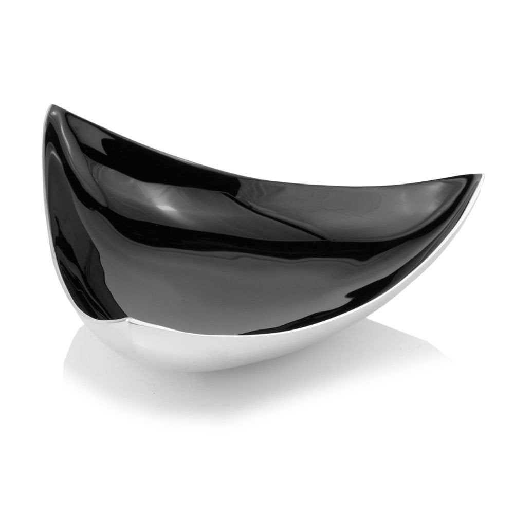 14" Silver And Red Triangular Bowl