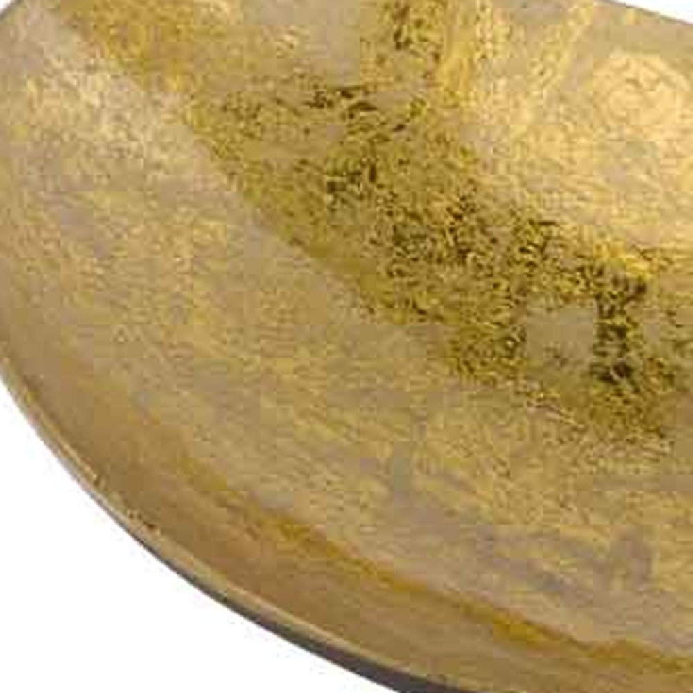 Cuenco central ovalado de aluminio dorado y bronce de 11"