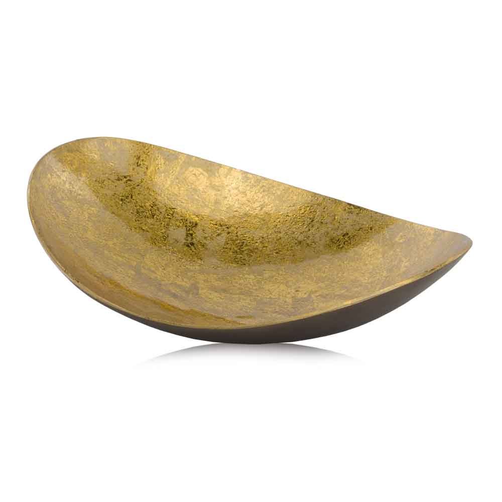 Cuenco central ovalado de aluminio dorado y bronce de 11"