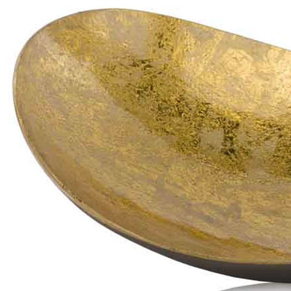 Cuenco central ovalado de aluminio dorado y bronce de 11"