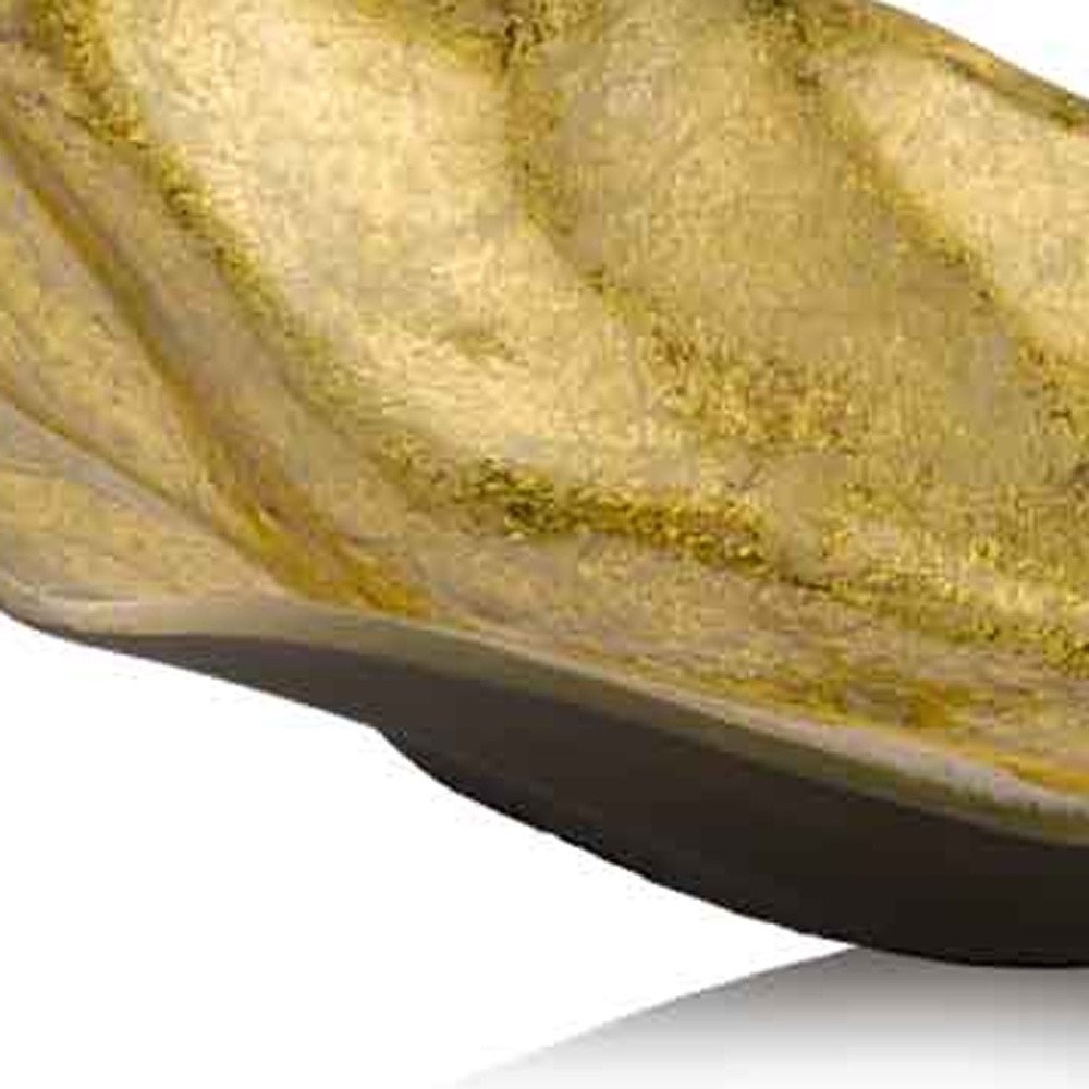 Cuenco de centro de mesa moderno de aluminio ondulado dorado de 18"