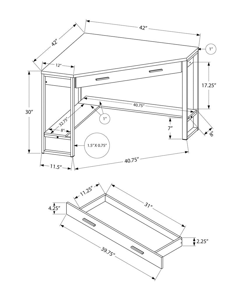 Escritorio de computadora esquinero gris y negro de 42"
