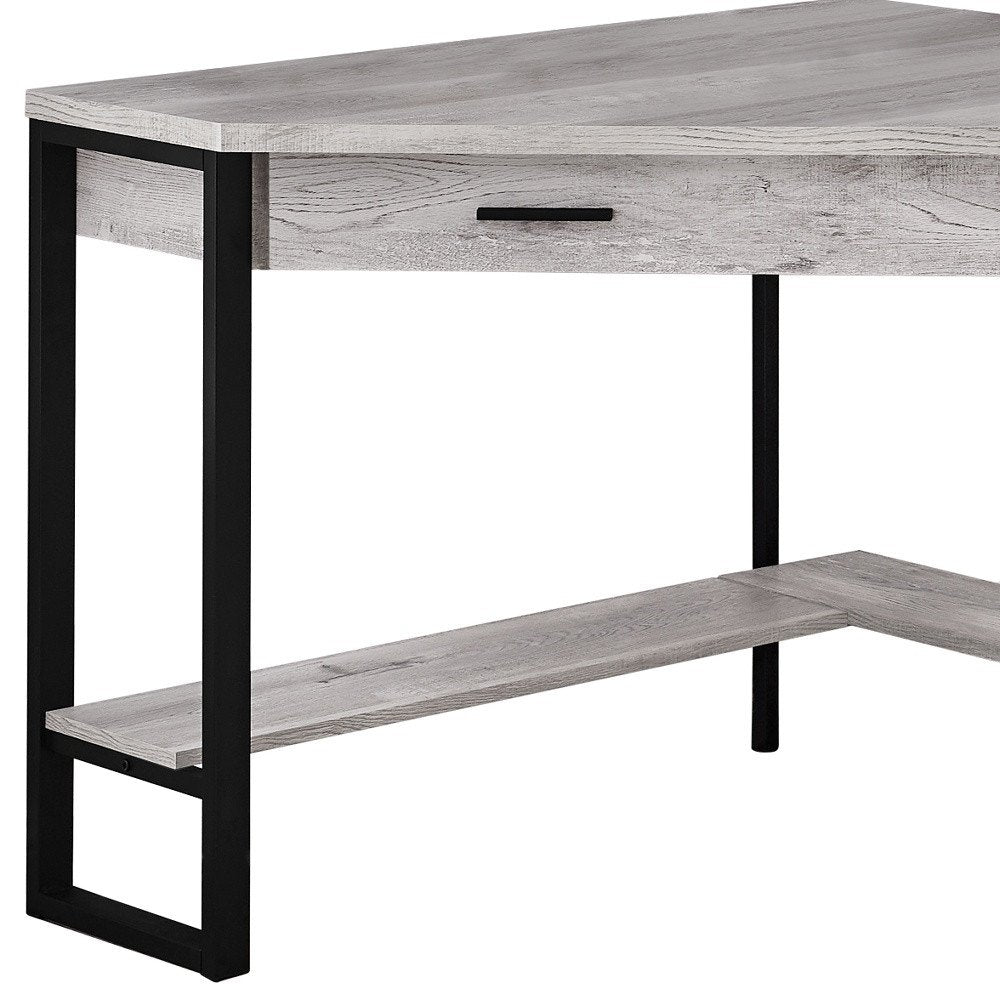 Escritorio de computadora esquinero gris y negro de 42"