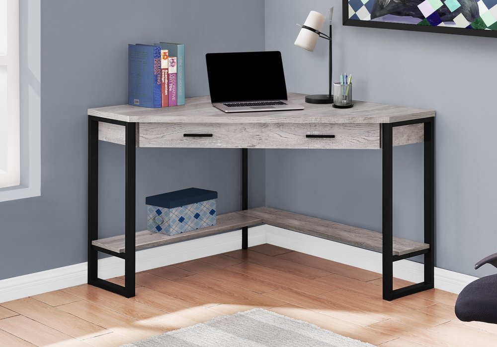 Escritorio de computadora esquinero gris y negro de 42"