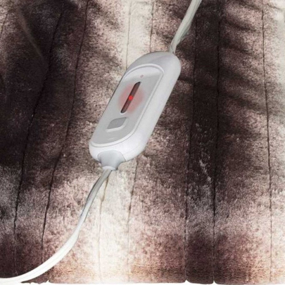 50" X 60" Brown And White Modern Contemporary Heated Throw Blankets